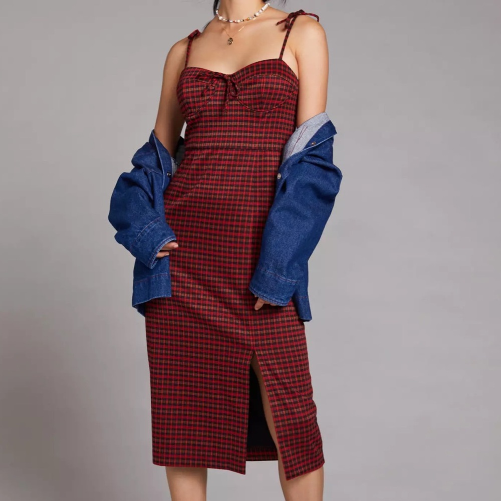 NWT Anthropologie Hutch Plaid MIDI Dress Size XL